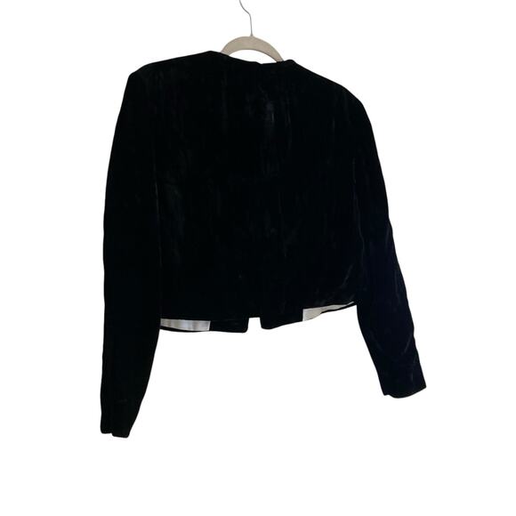 Lillie Rubin Black Velvet Cropped Shrug Holiday New Years Jacket Size Medium - Picture 14 of 15